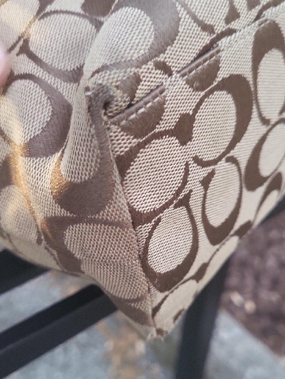 Coach Monogram Tote in Brown and Tan with Gold Hardware - Picture 6 of 13